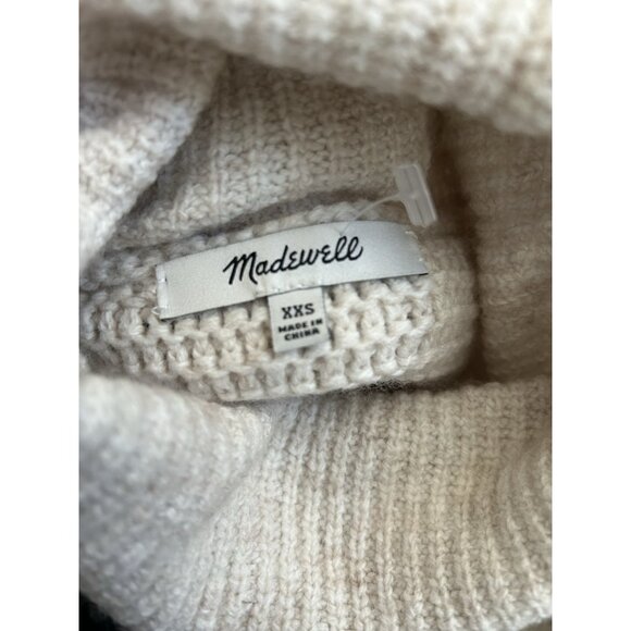 Madewell Tan Side-Button Turtleneck chunky knit sweater cotton wool size XXS - Picture 3 of 11